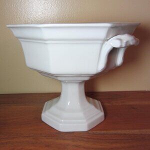 red cliff iron stone light grey pedestal  urn planter center piece (W5129)
